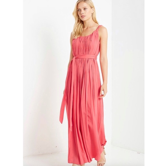 Coral Pleated Maxi Dress - Picture 4 of 7